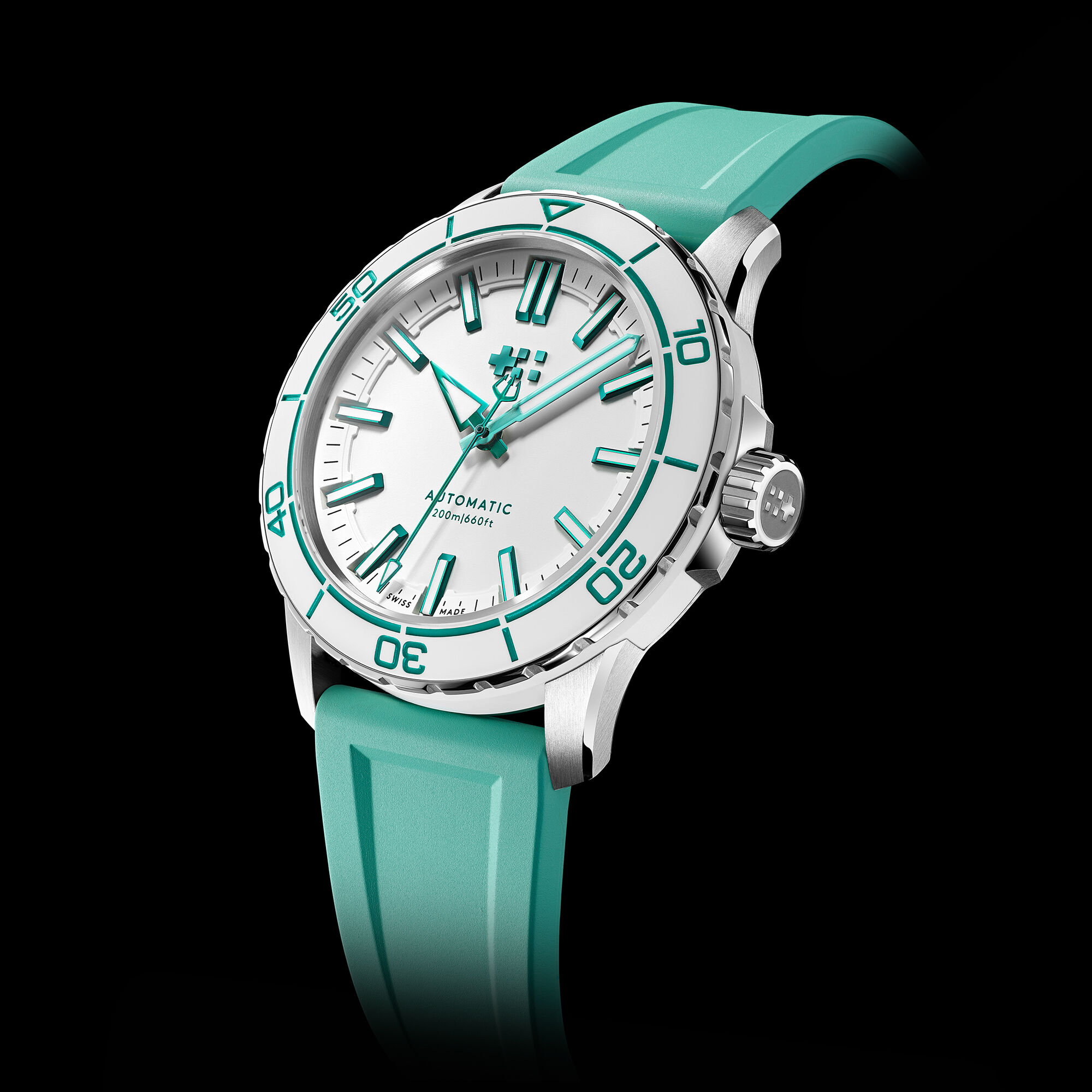 C60 Trident Reef  41mm|Acro White|Green Aquaflex Rubber