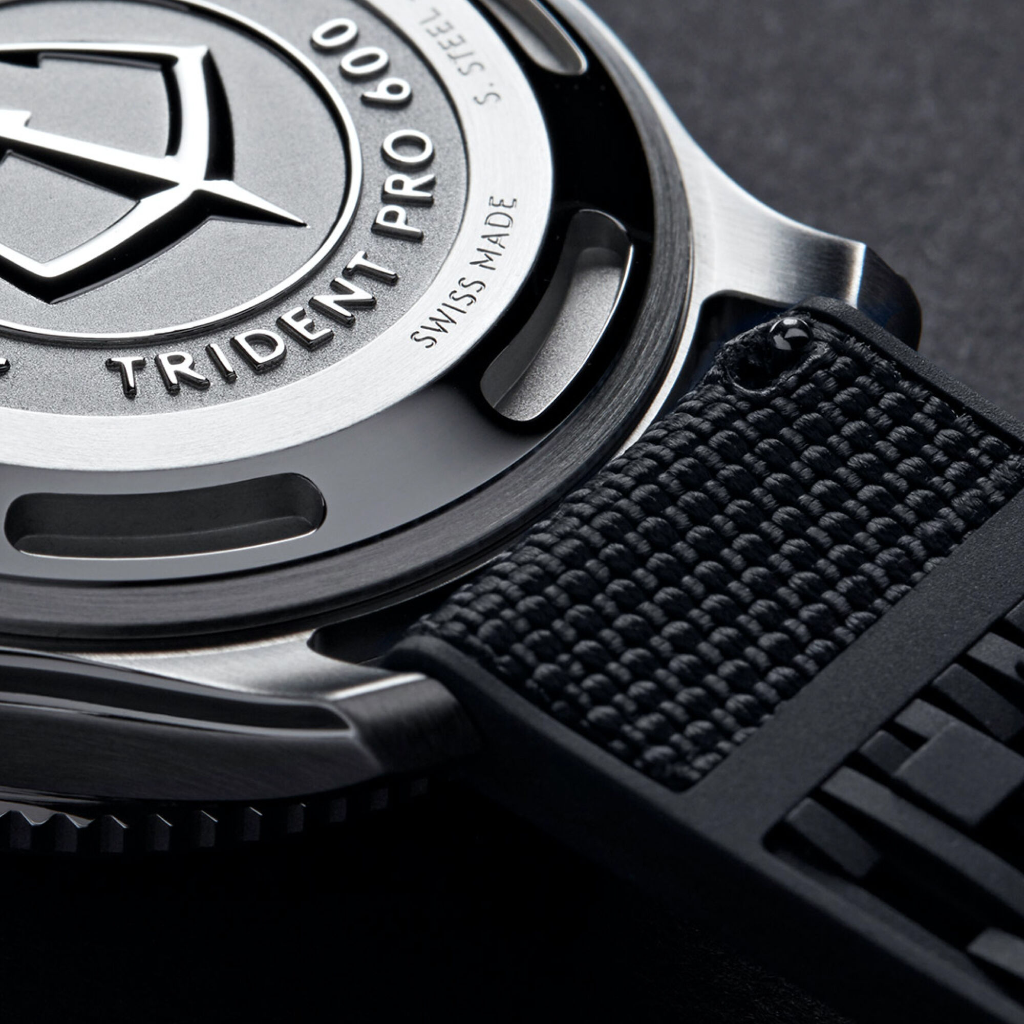 Hybrid Rubber  22mm|Black hybrid rubber|Steel dress clasp