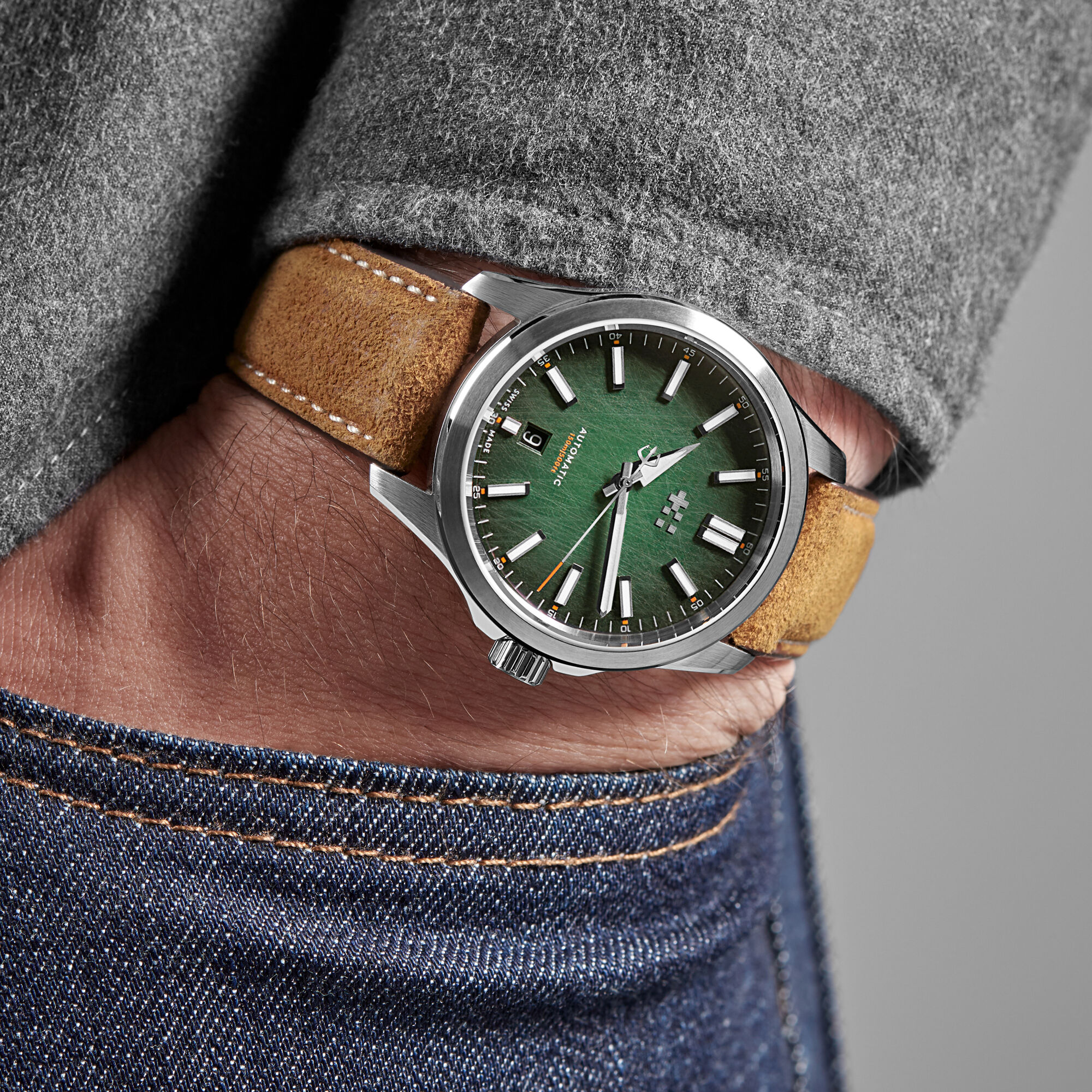 C63 Sealander Automatic  Hunter Green/Silver|Camel Vintage Oak Leather