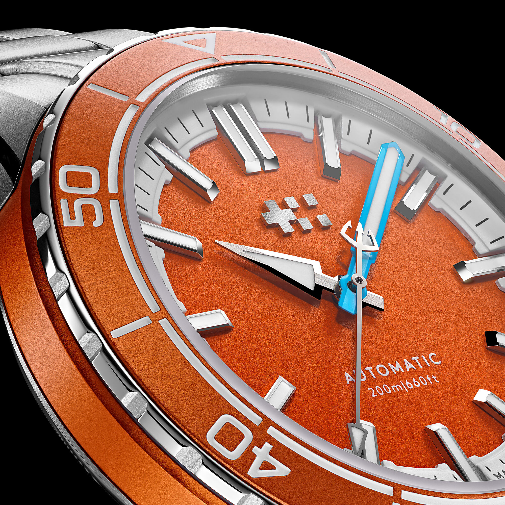 C60 Trident Reef  41mm|Tuba Orange|Light Blue Aquaflex Rubber