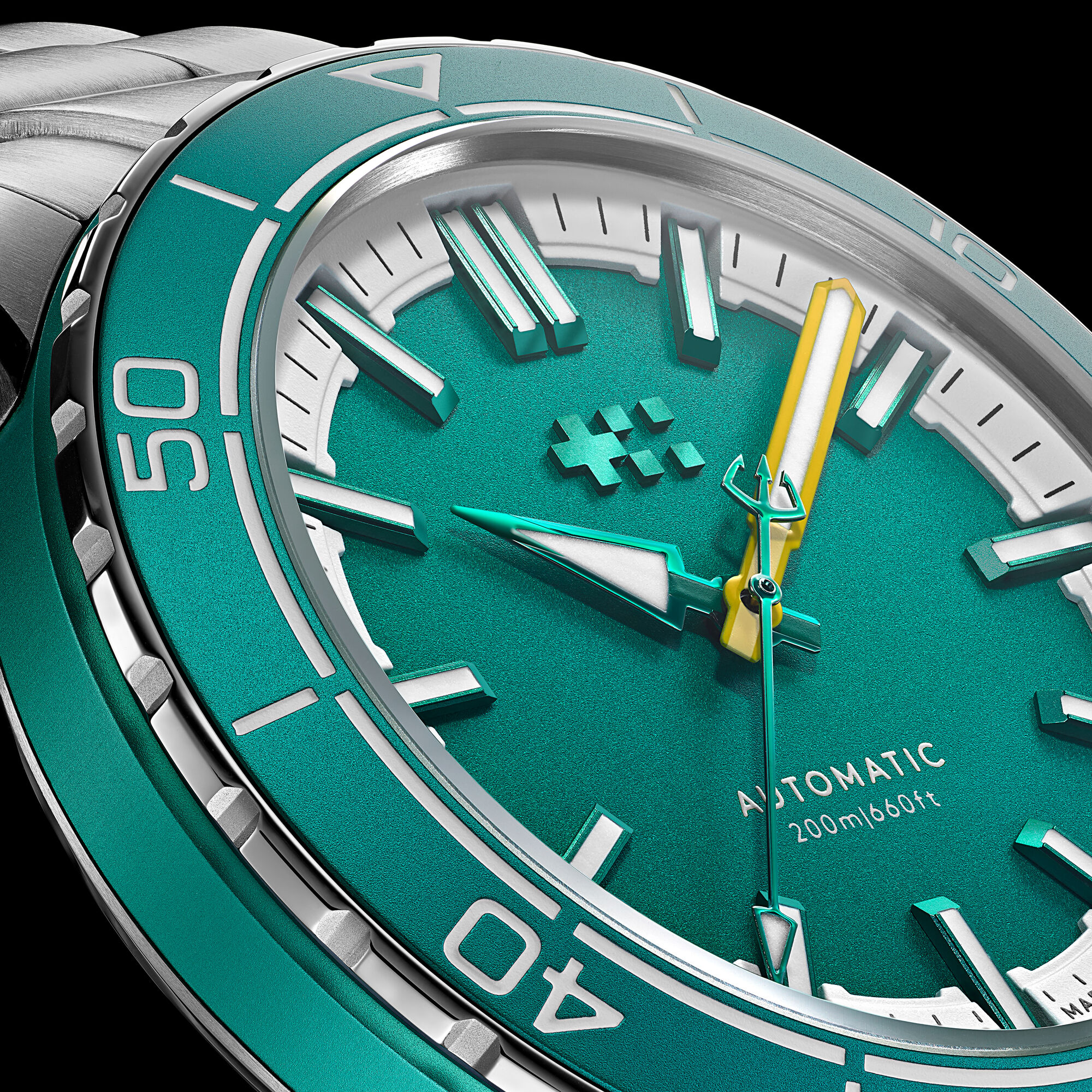 C60 Trident Reef 41mm|Chalice Green|Yellow Aquaflex Rubber