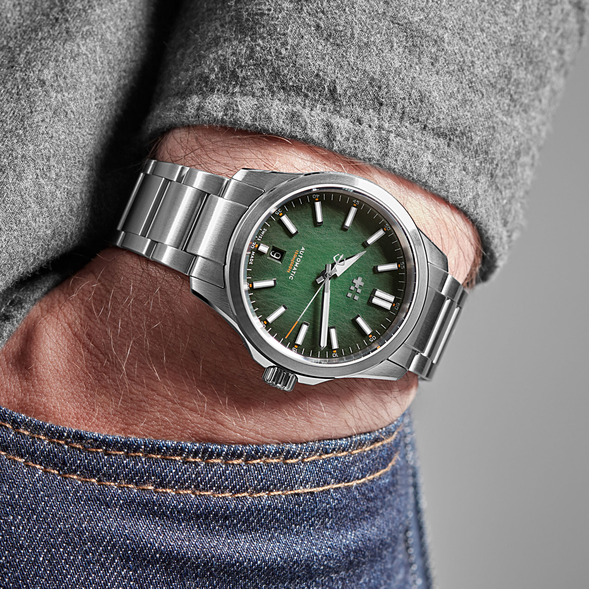 C63 Sealander Automatic  Hunter Green/Silver|Bader Bracelet