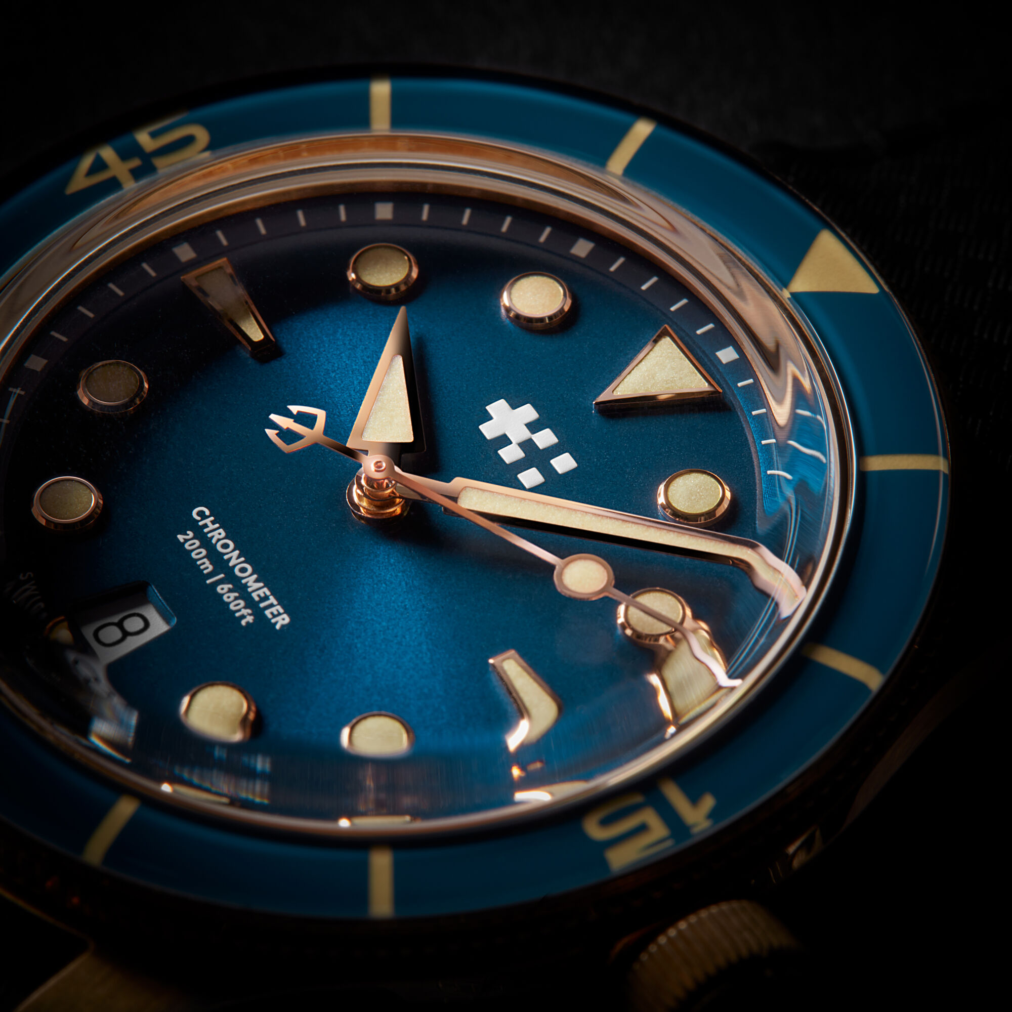 C65 Aquitaine Bronze COSC  Blue Vintage Rubber