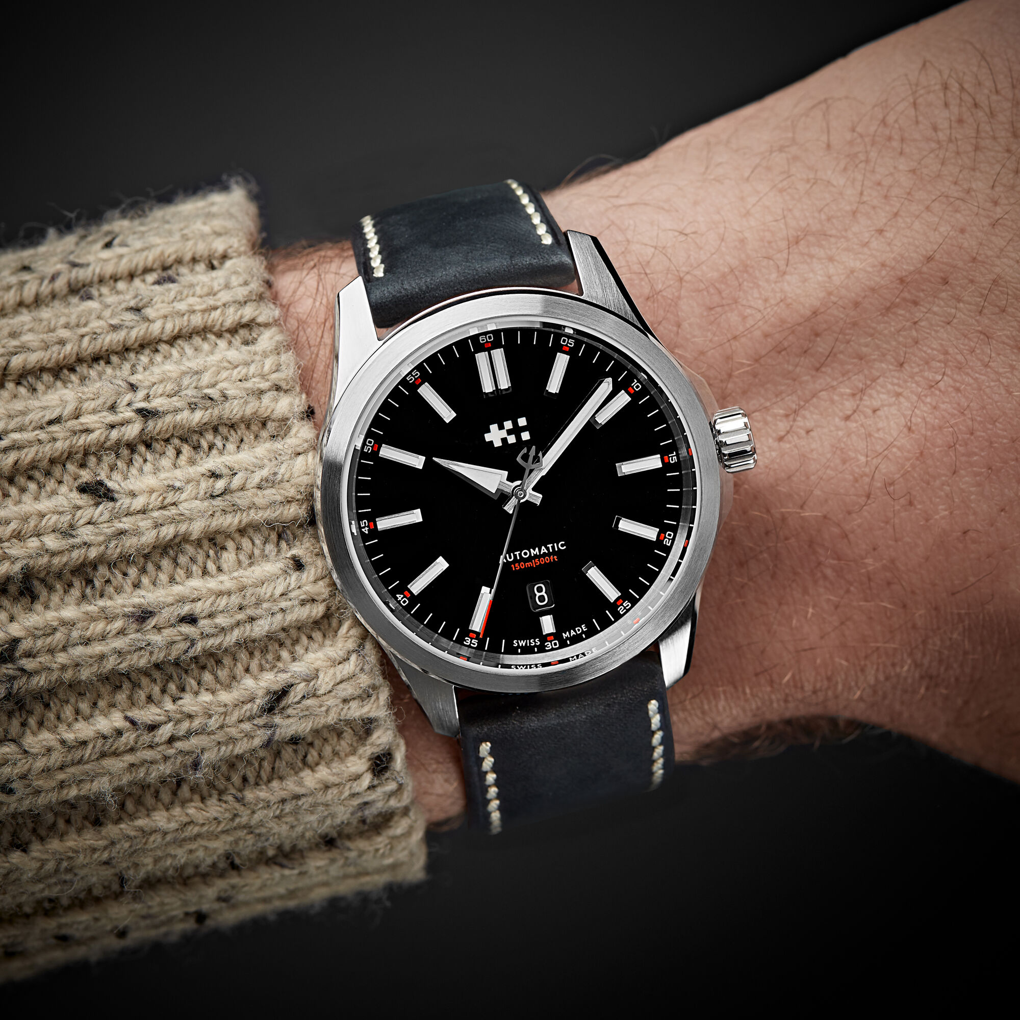 C63 Sealander Automatic Black/Silver|Black Vintage Oak Leather