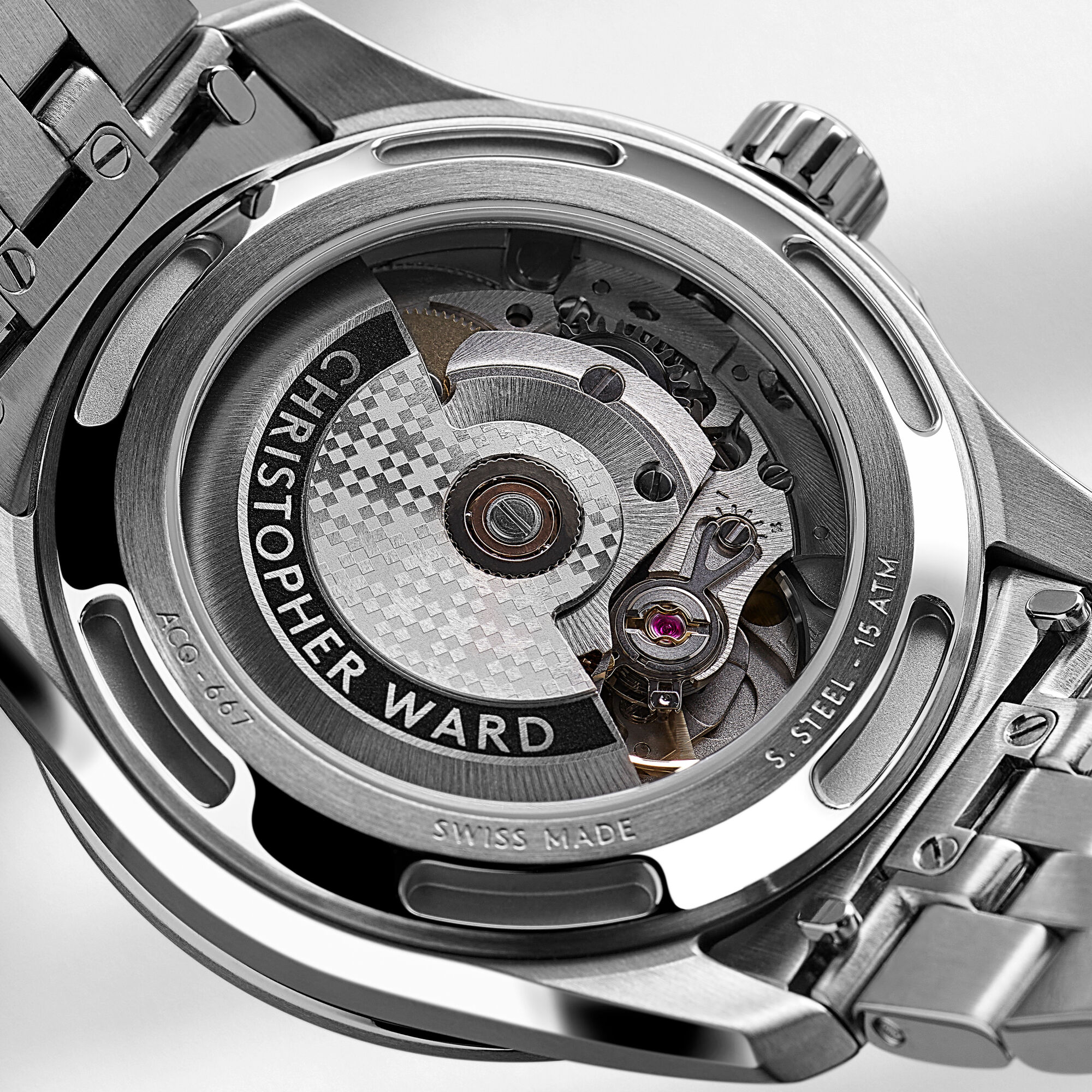 C63 Sealander Automatic  Mulberry Red/Silver|Bader Bracelet