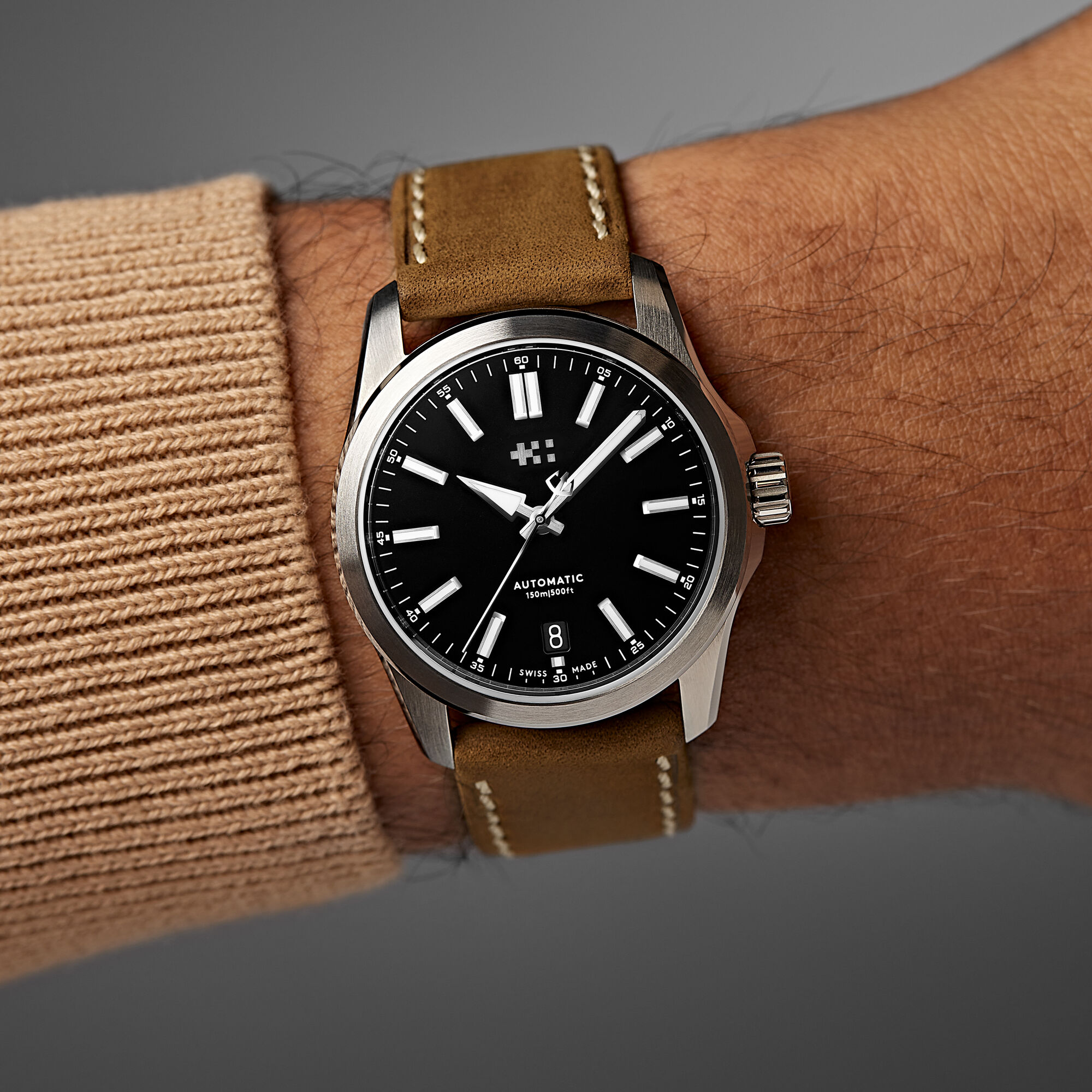 C63 Sealander Automatic Black/Silver|Camel Vintage Oak Leather