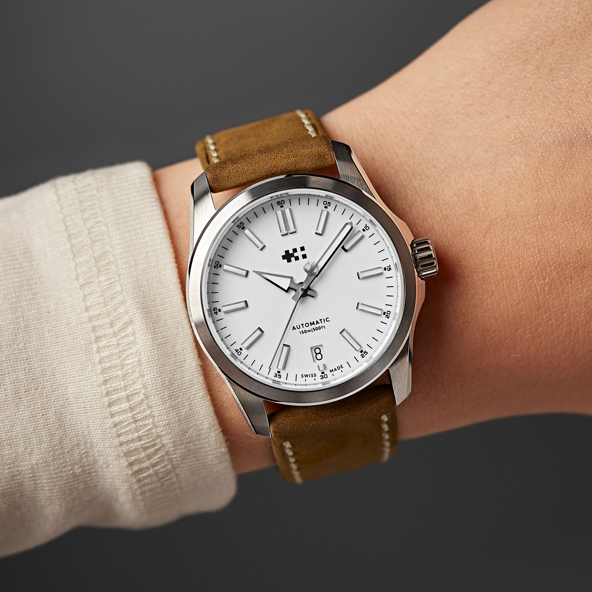 C63 Sealander Automatic  White/Silver|Camel Vintage Oak Leather