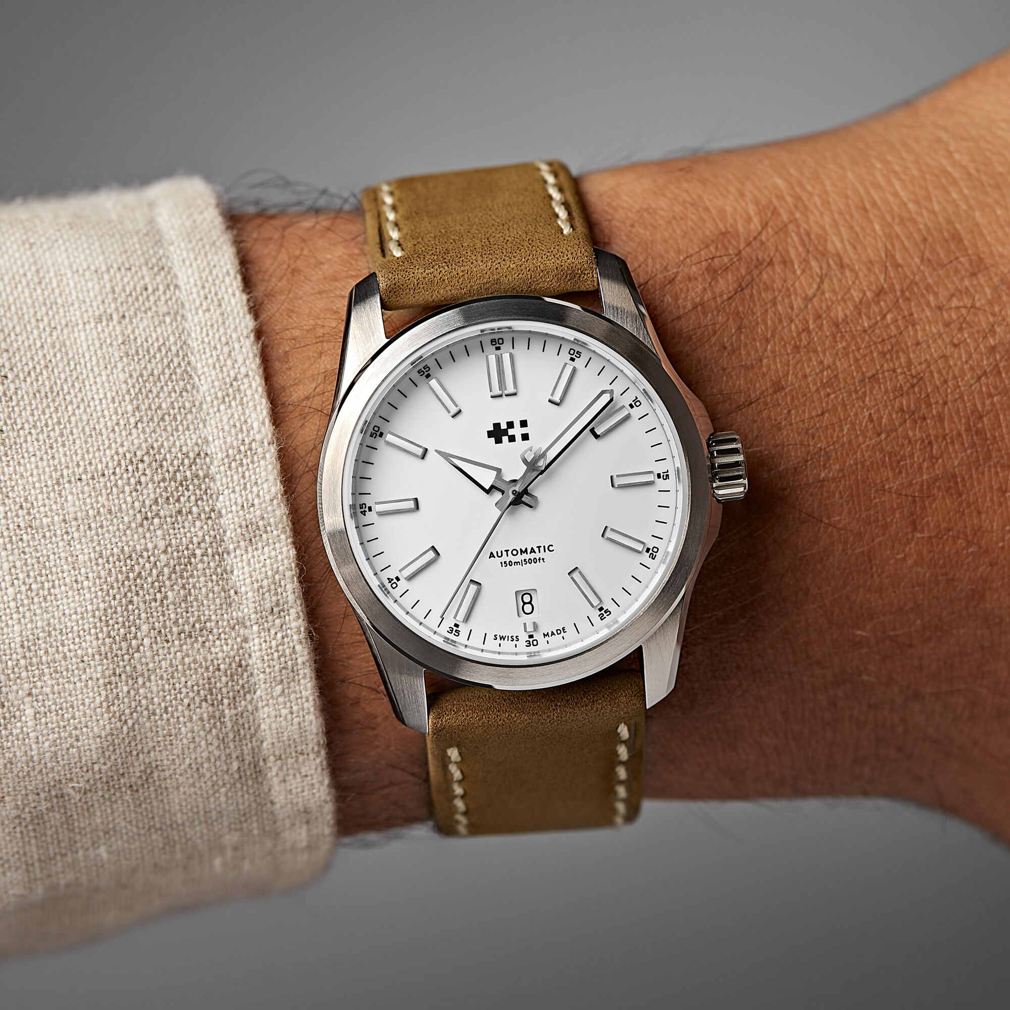 C63 Sealander Automatic  White/Silver|Camel Vintage Oak Leather