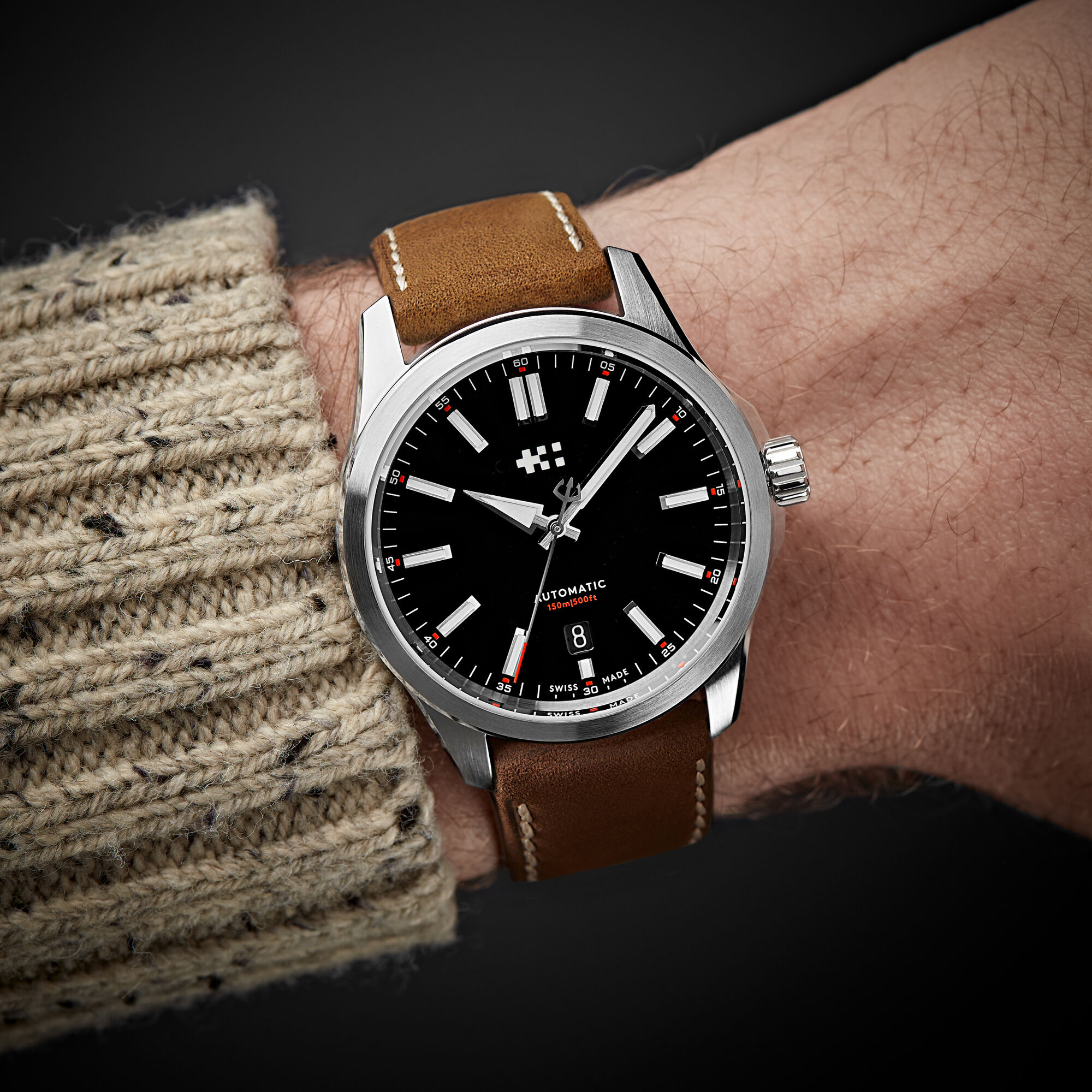 C63 Sealander Automatic Black/Silver|Camel Vintage Oak Leather