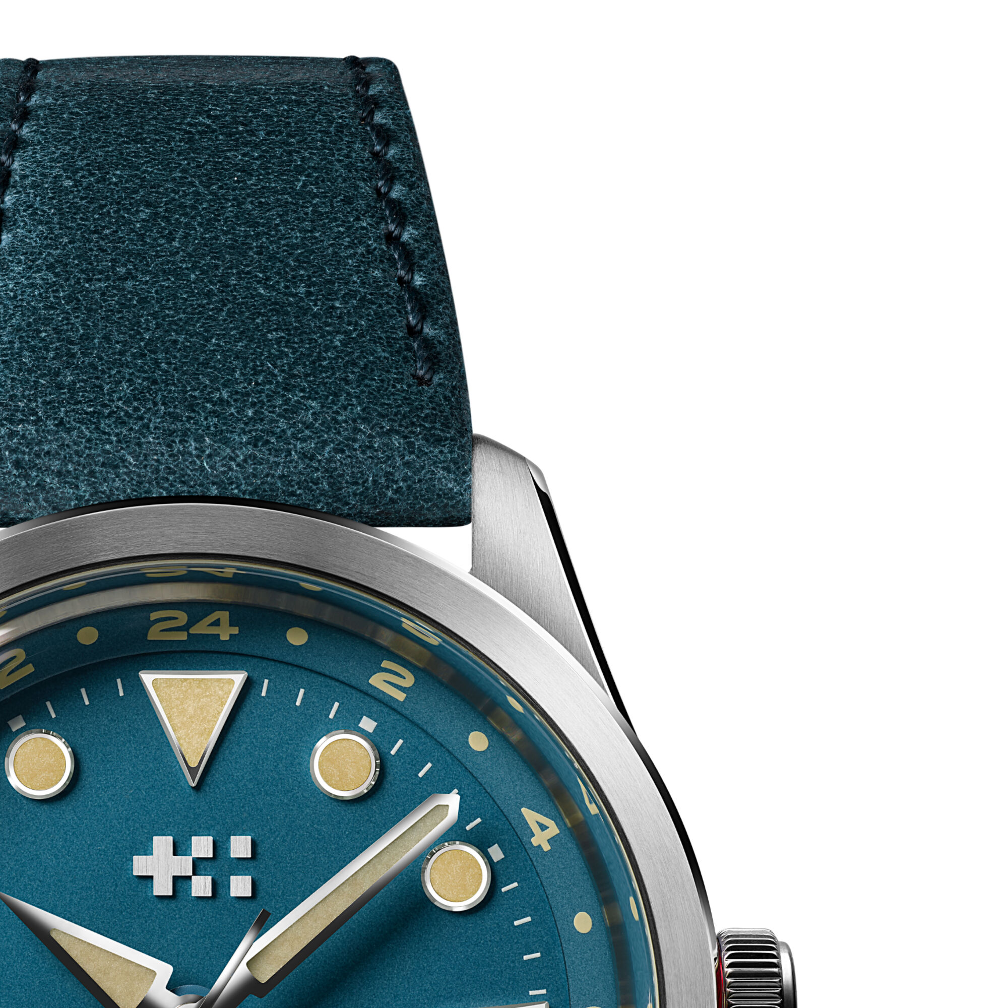 Orlando Leather  Blue Orlando Leather|Steel dress clasp